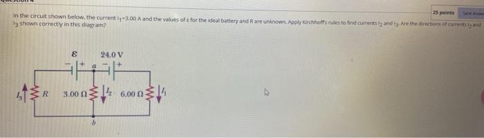Solved 25 points In the circuit shown below the | Chegg.com
