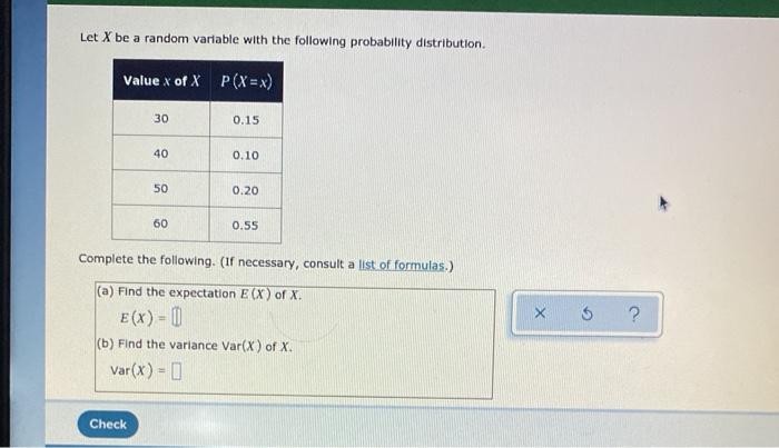 Solved Let X be a random variable with the following | Chegg.com