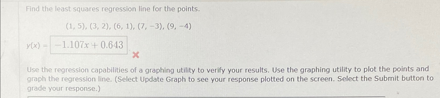Solved Find the least squares regression line for the | Chegg.com