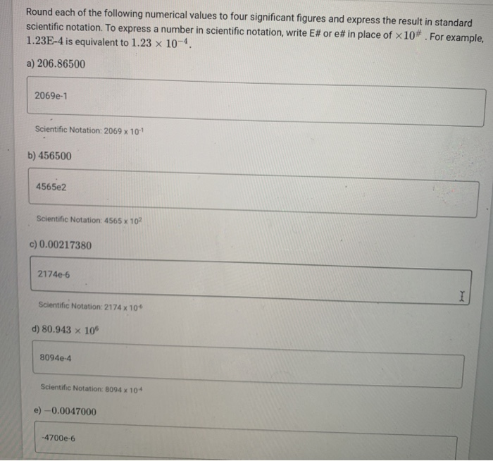 Solved Round each of the following numerical values to four | Chegg.com