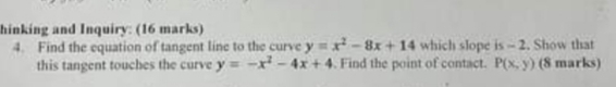 Solved hinking and Inquiry: (16 ﻿marks)4. ﻿Find the equation | Chegg.com