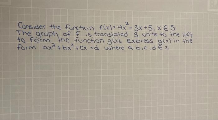 Solved Consider the function f(x) = 4x -3x+5, 65 The graph | Chegg.com