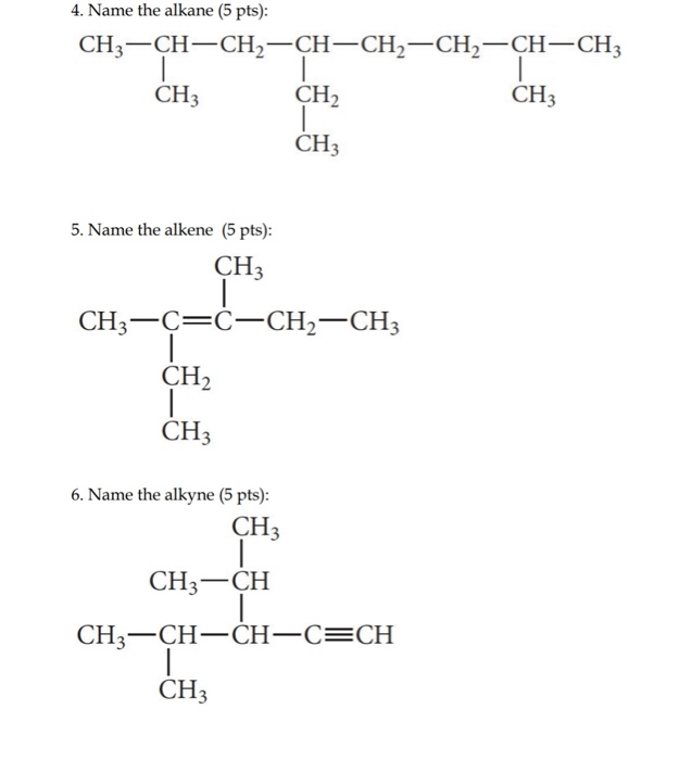 Solved 4. Name the alkane (5 pts): | Chegg.com