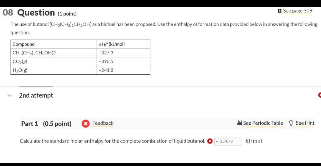 Solved 08 Question (1 point) e See page 309 The use of | Chegg.com