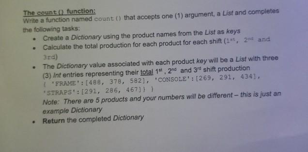 Solved . The count() function: Write a function named | Chegg.com