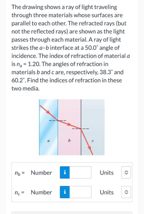 Solved The Drawing Shows A Ray Of Light Traveling Through Chegg Com