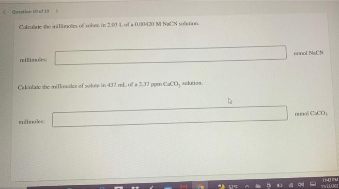 Solved Calculate The Millimoles Of | Chegg.com