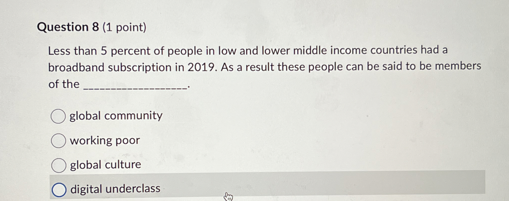 Solved Question 8 (1 ﻿point)Less than 5 ﻿percent of people | Chegg.com