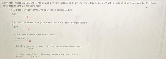 Solved pilot heads his jet due east. The jet has a speed of | Chegg.com