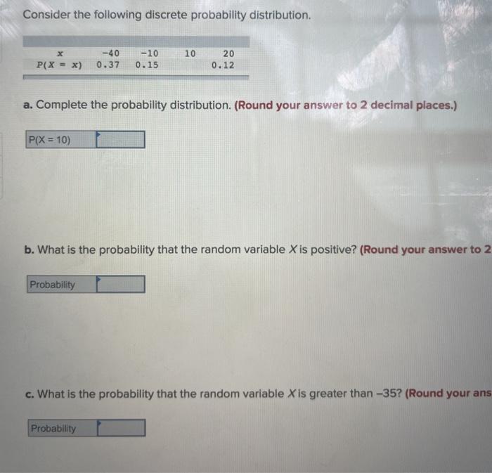Solved Consider the following discrete probability | Chegg.com