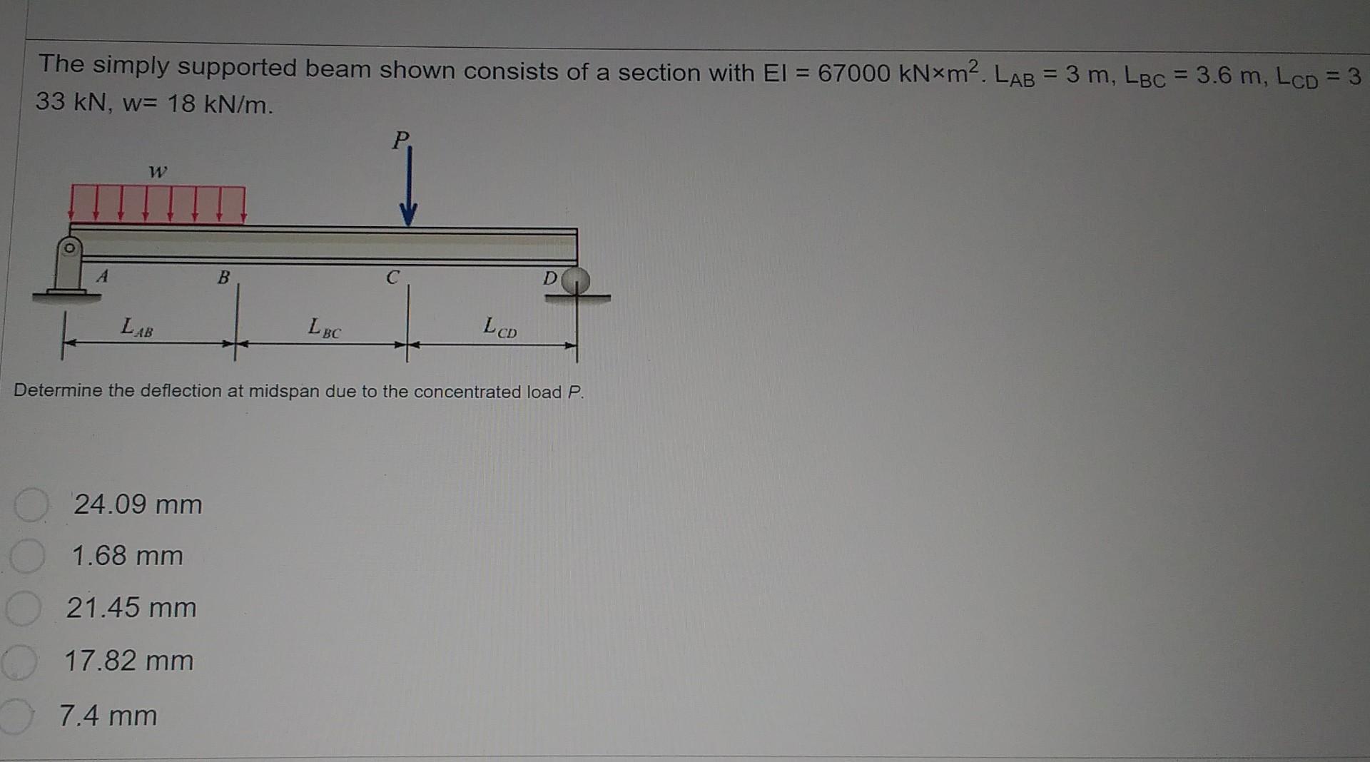 Solved The simply supported beam shown consists of a section | Chegg.com