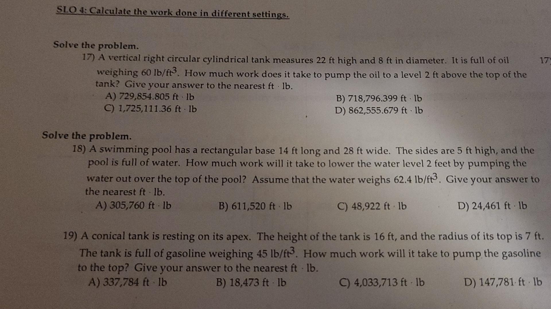 Solved SLO 4: Calculate the work done in different settings. | Chegg.com