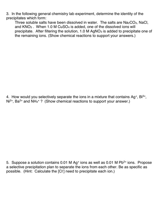 Solved Selective Precipitation 1. Will A Precipitate Form | Chegg.com