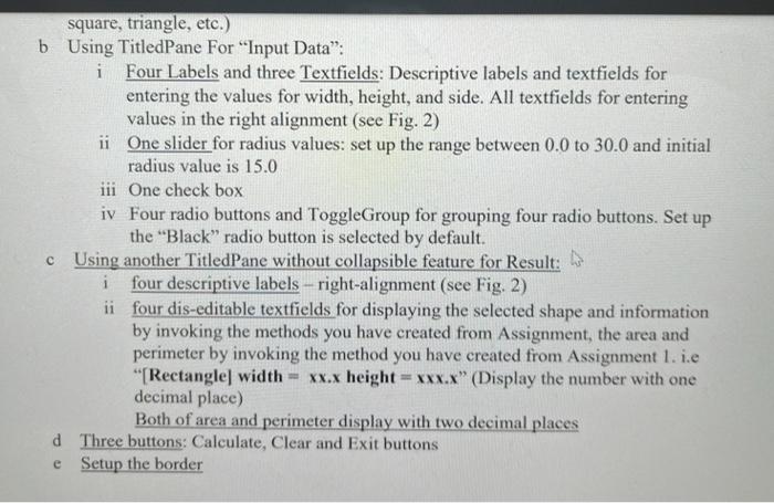 Solved CSC255 - Programming III Assignment 2: Create a Shape | Chegg.com