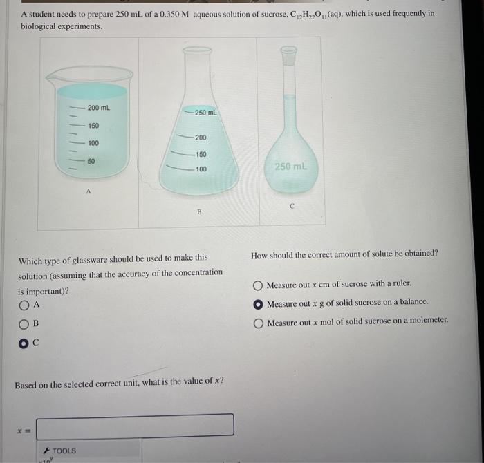Solved A student needs to prepare 250 mL of a 0.350 M | Chegg.com