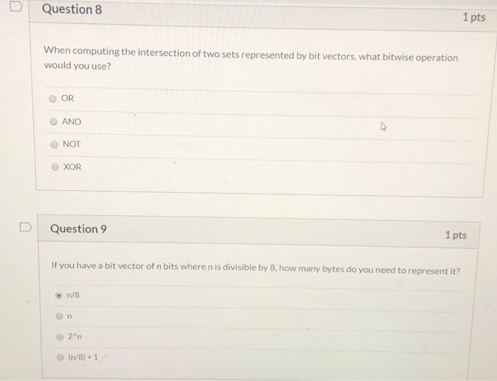 Solved Question 8 1 pts When computing the intersection of | Chegg.com