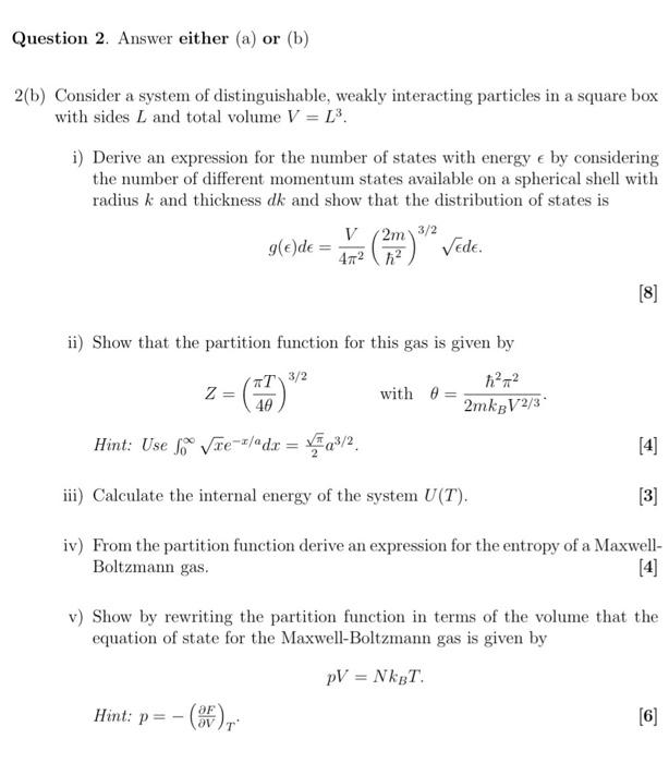 Solved Statistical Physics - Great practice / Exam | Chegg.com