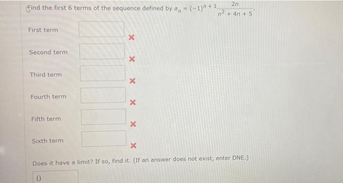 Solved 2n Find The First 6 Terms Of The Sequence Defined By