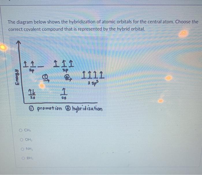 Solved The diagram below shows the hybridization of atomic | Chegg.com