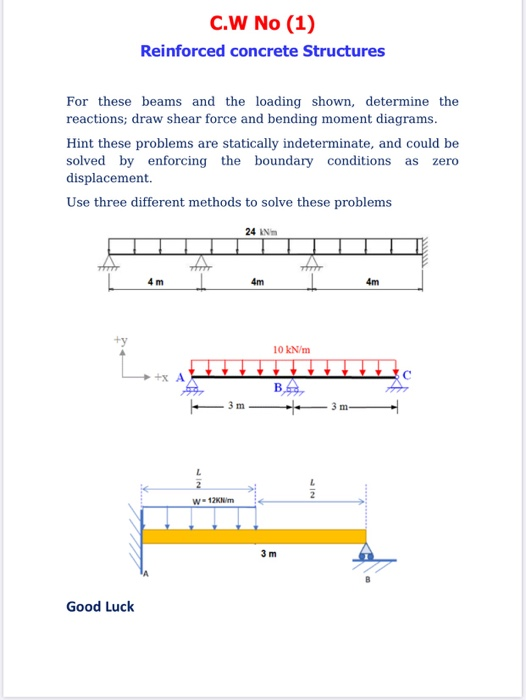 Solved C.W No (1) Reinforced Concrete Structures For These | Chegg.com