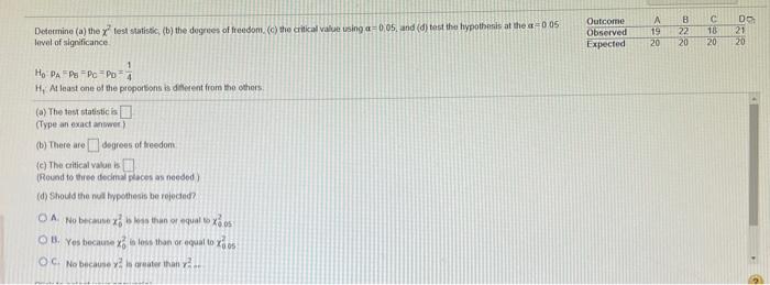 Solved Determine (a) The Test Statistic, (b) The Degrees Of | Chegg.com