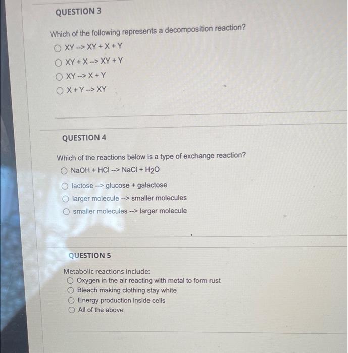 Solved Which of the following represents an exchange | Chegg.com