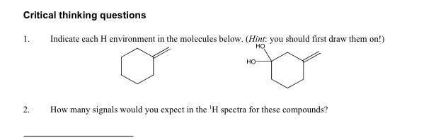 Solved 1) Indicate each H enviornment in the molecules | Chegg.com