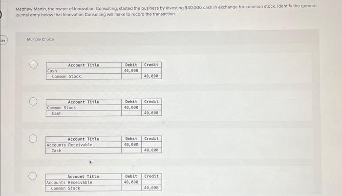 Solved Matthew Martin, the owner of Innovation Consulting, | Chegg.com