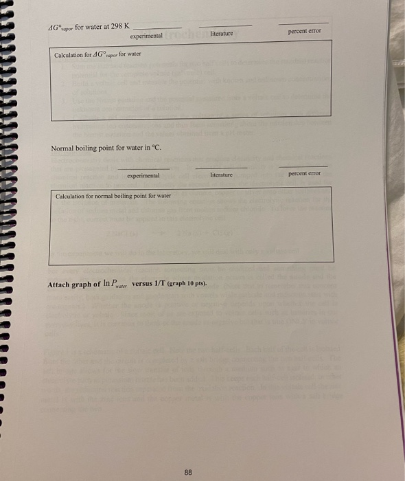 REPORT SHEET Vapor Pressure of Water Section Name | Chegg.com