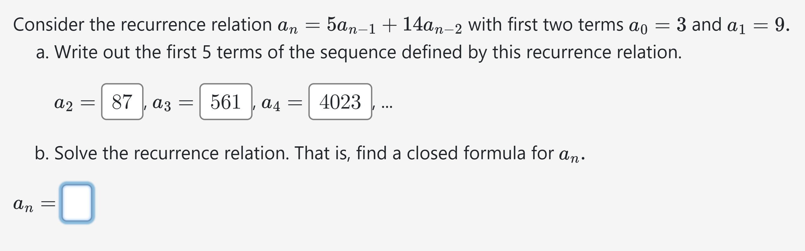 Solved Consider the recurrence relation | Chegg.com