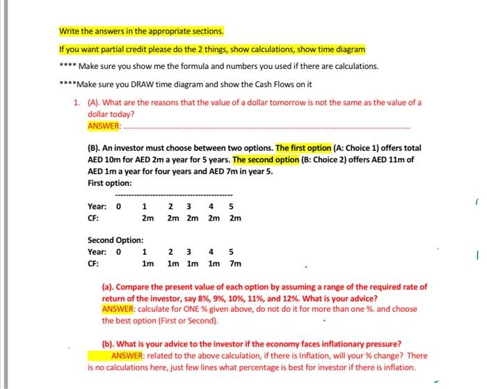 Solved Write the answers in the appropriate sections. If you