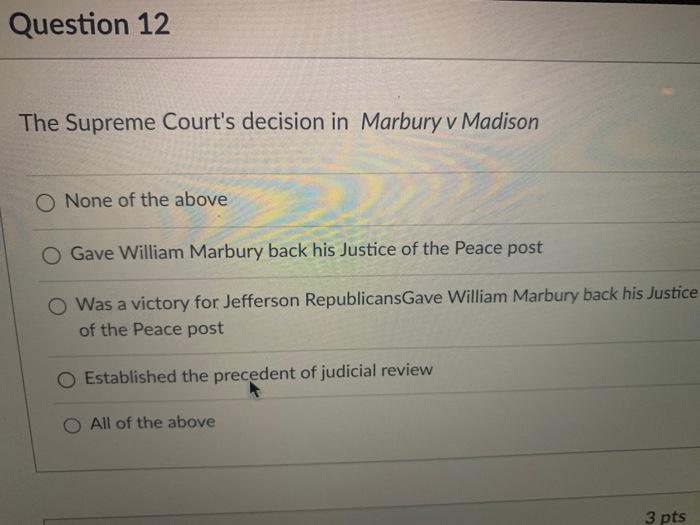 The supreme court's decision in marbury clearance vs madison