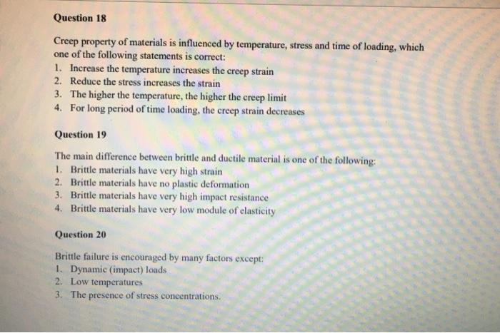 Solved Information for questions 1 to 10: A tensile test on | Chegg.com