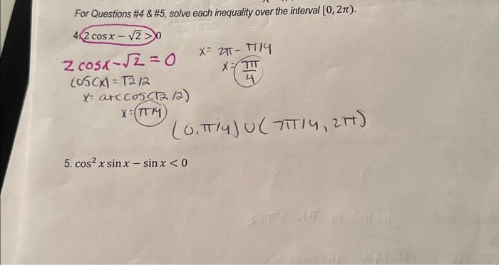 Solved For Questions #4 , solve each inequality over the | Chegg.com