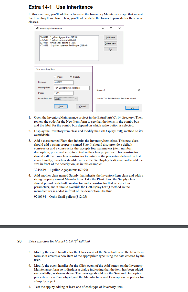 Solved Please complete in C# In this exercise, you'll add | Chegg.com