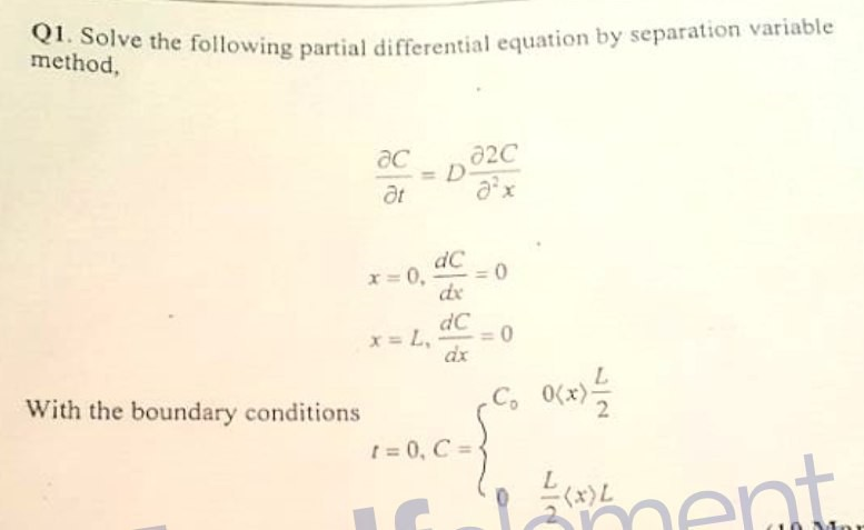 Solved Q1. Solve the following partial differential equation | Chegg.com