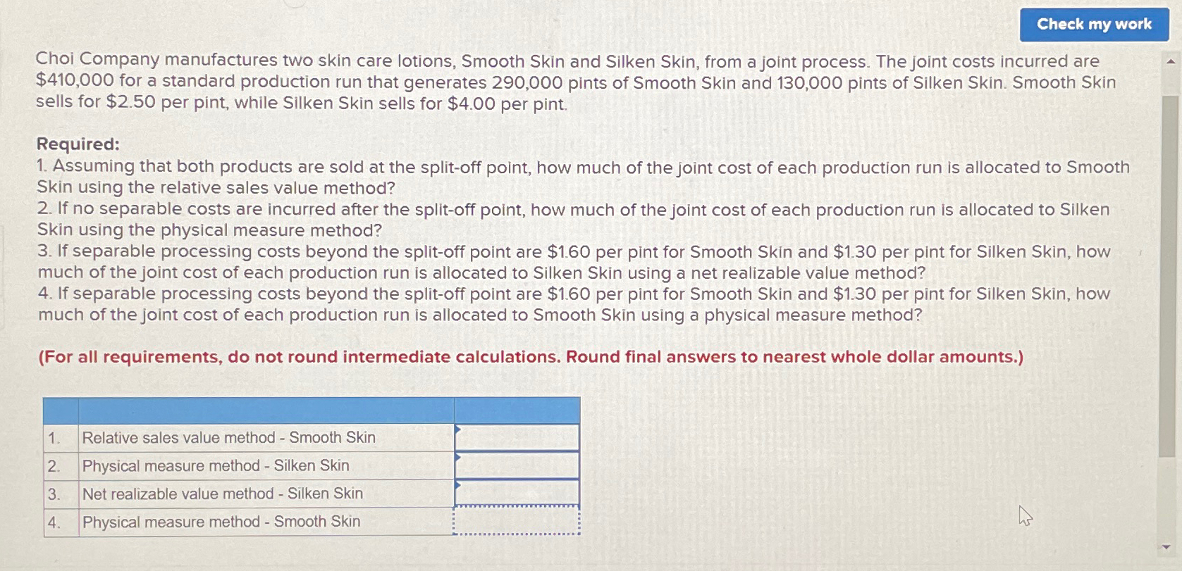 Solved Choi Company manufactures two skin care lotions, | Chegg.com