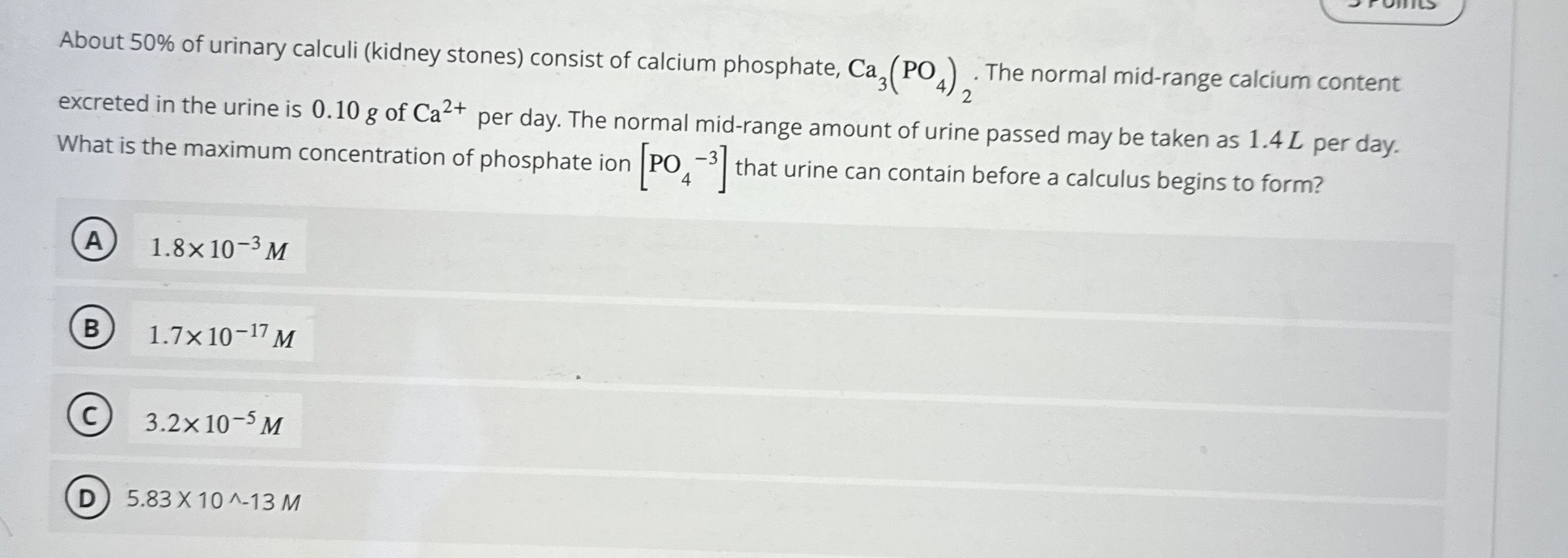 Solved About 50% ﻿of urinary calculi (kidney stones) | Chegg.com