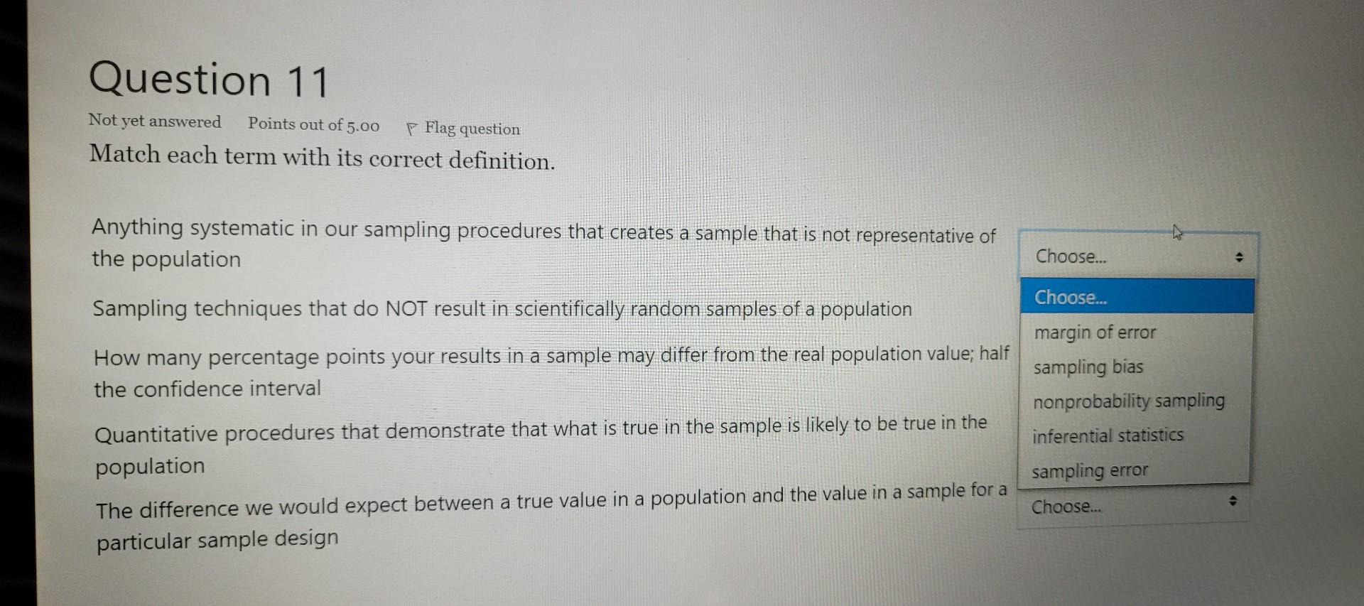 Solved Choose the correct definition of a sampling