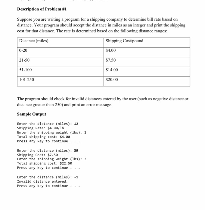 Solved Description of Problem #1 Suppose you are writing a | Chegg.com