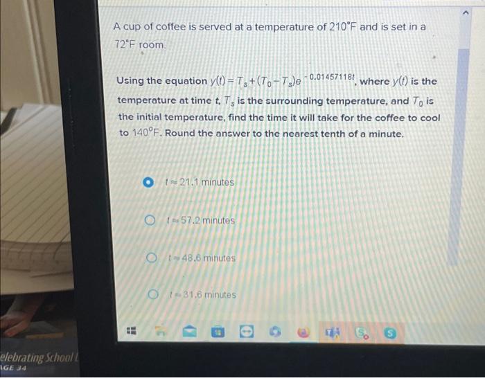 Solved A Cup Of Coffee Is Served At A Temperature Of 210∘F | Chegg.com