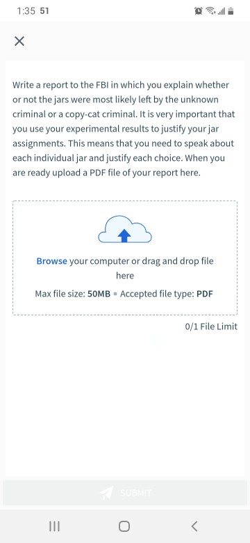 1:35 51 Х Write a report to the FBI in which you | Chegg.com