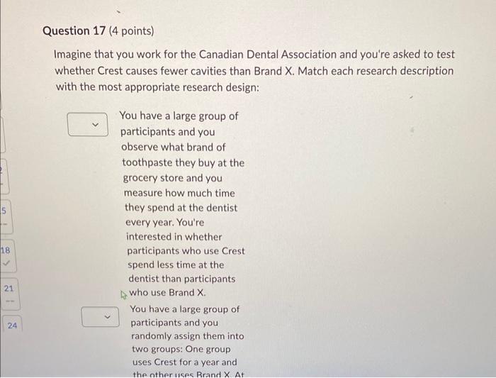 Solved Question 17 (4 points) Imagine that you work for the | Chegg.com
