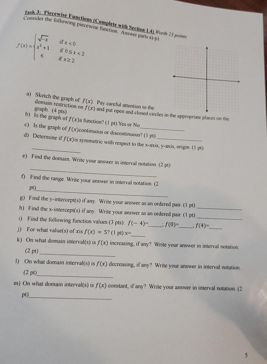 Solved MAT 171 Pre-Calculus Algebra Chapter 1 Lab Part 1 | Chegg.com