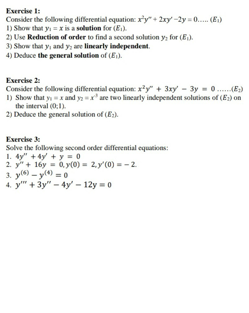 Solved Exercise 1 Consider The Following Differential Chegg Com