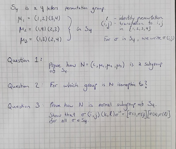 Solved Permutation Sy Is A 4 Letters M 1 2 3 4 M Chegg Com