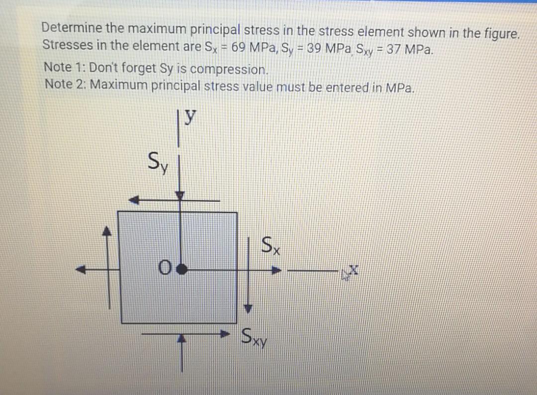 Solved Determine the maximum principal stress in the stress | Chegg.com