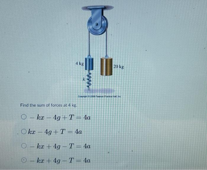 Solved Find the sum of forces at 4 kg. | Chegg.com