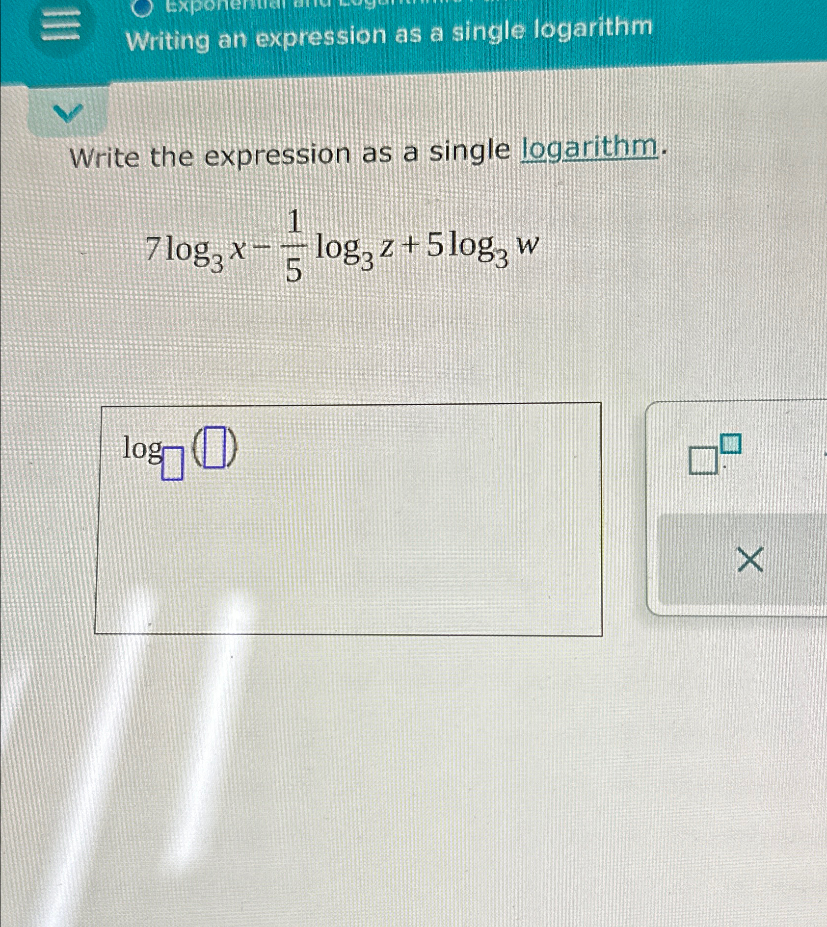 Solved Writing An Expression As A Single Logarithmwrite The Chegg