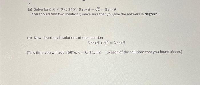 Solved (a) Solve for θ,0≤θ